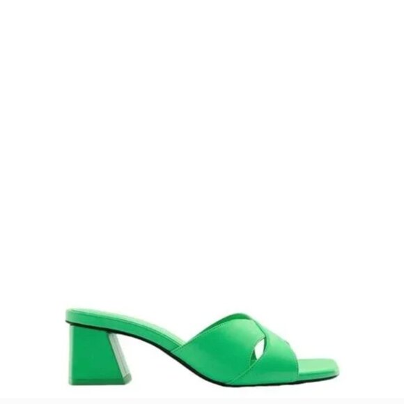 NWT ZARA MIDDLE HEEL WIDE SANDALS GREEN SIZE 8 | 3328/910/030 EU 38 US 7.5 - Picture 3 of 6